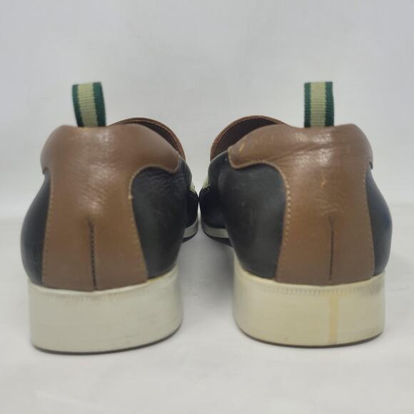 Miu Miu Shoes Mens 6.5 Brown Green Leather Colorblock Loafers Slip On Sporty main image 4